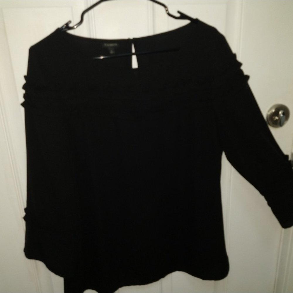 Talbots Black Ruffled Blouse Size L